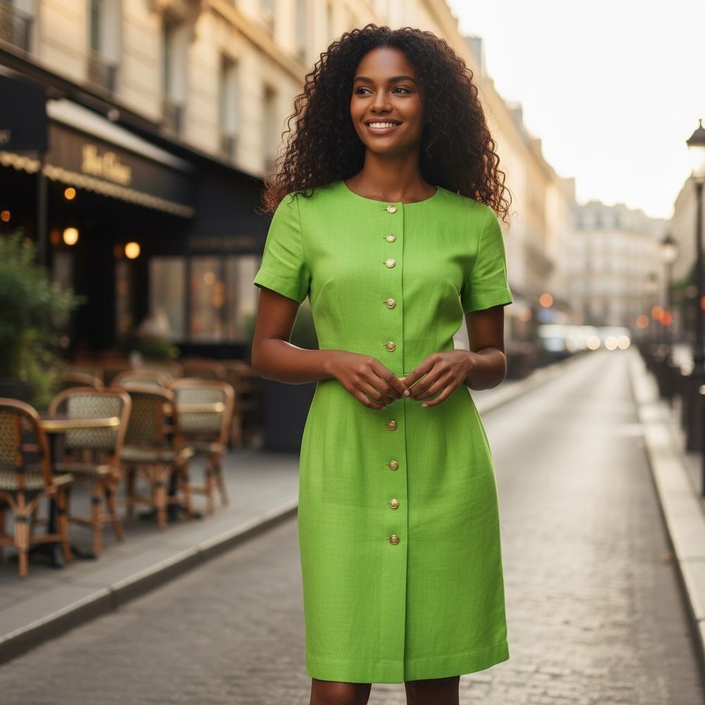 Vintage Valentino Boutique 70’s Green Midi Dress